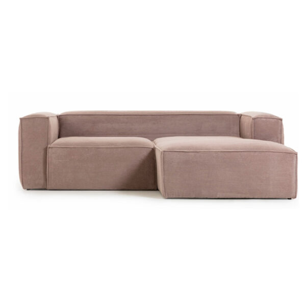 LAFORMA Blok sofa, m. højre chaiselong - rosa fløjl