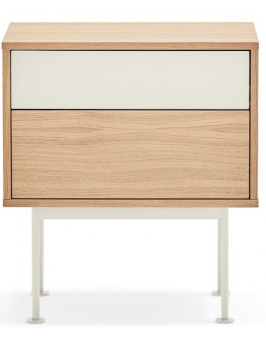 Yoko Sengebord i metal og mdf finér H59 cm - Creme/Eg