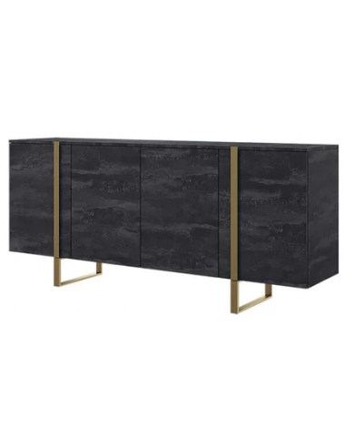 Verica Sideboard i møbelplade og metal B200 cm - Guld/Slidt kulgrå