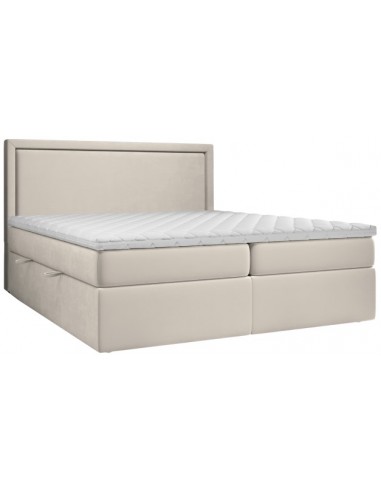 Tribeca kontinentalseng med opbevaring og sengegavl 160 x 200 cm med 7 komfortzoner - Lys beige