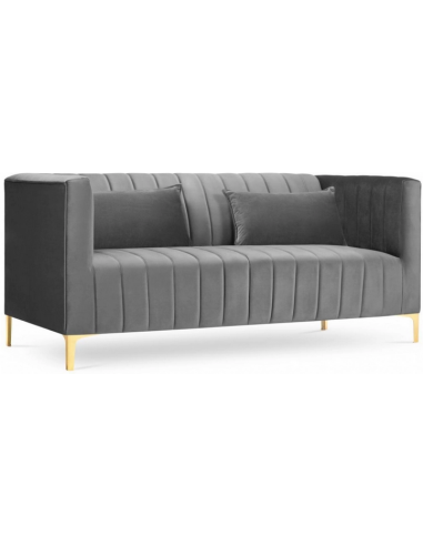 Annite 2-personers sofa i metal og velour B160 cm - Guld/Lysegrå