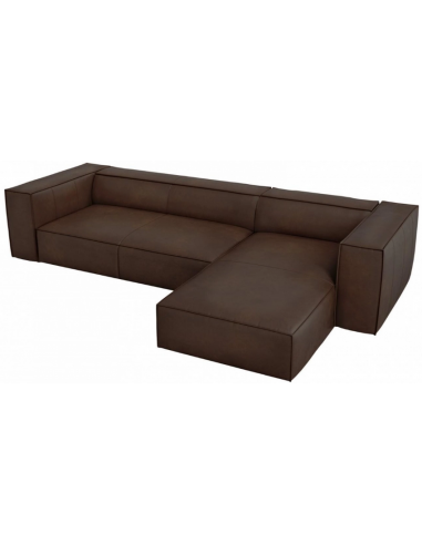 Agawa Chaiselong sofa i læder højrevendt B290 x D173 cm - Sort/Mørkebrun