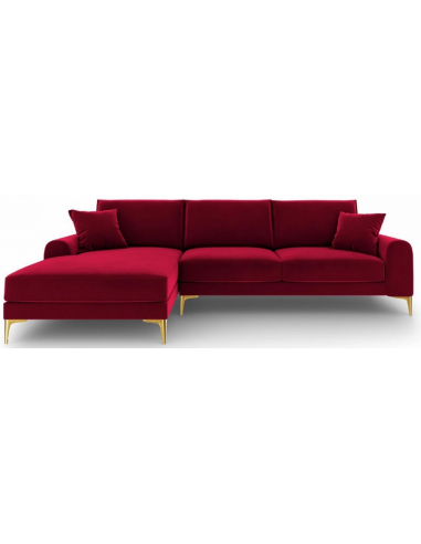 Larnite Chaiselong sofa i velour venstrevendt B254 x D182 cm - Guld/Rød