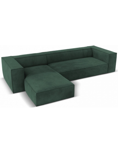 Agawa Chaiselong sofa i polyester venstrevendt B290 x D173 cm - Sort/Grøn