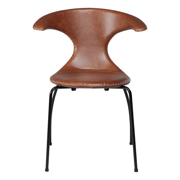 DAN-FORM Flair spisebordsstol - lysebrun læder og sort stål