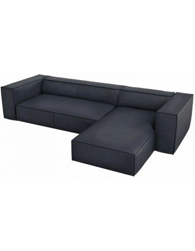 Agawa Chaiselong sofa i læder højrevendt B290 x D173 cm - Sort/Blå
