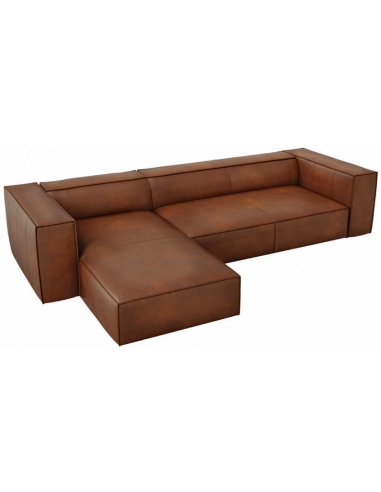Agawa Chaiselong sofa i læder venstrevendt B290 x D173 cm - Sort/Brun
