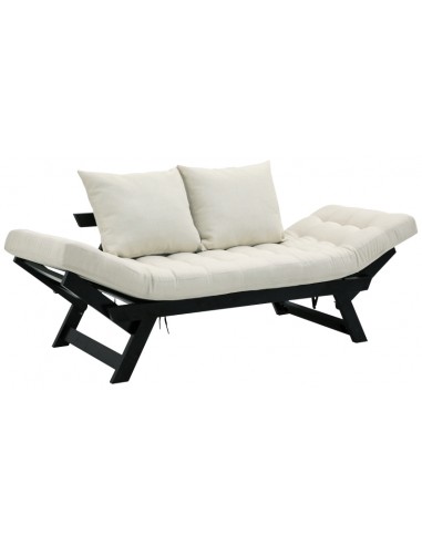 Sovesofa Daybed i egetræ og polyester B181 cm - Sort/Creme