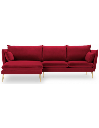Agate Chaiselong sofa i velour venstrevendt B250 x D165 cm - Guld/Rød