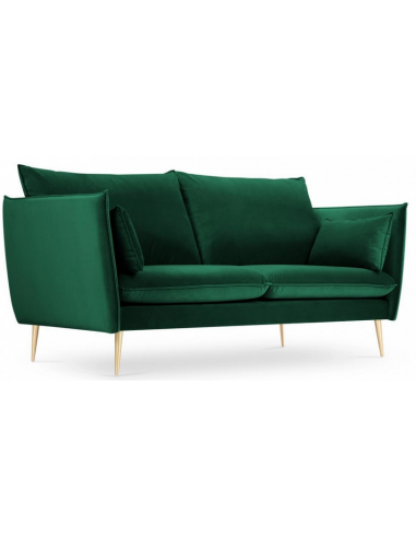 Agate 2-personers sofa i velour B158 cm - Guld/Flaskegrøn