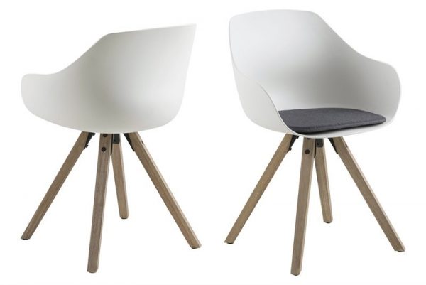 Tina spisebordsstol m. hynde - hvid/natur, plastik/gummitræ