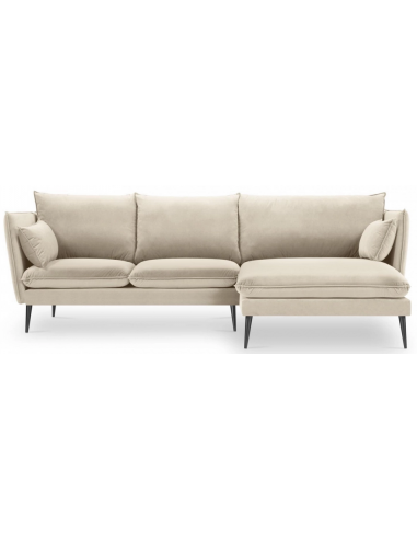 Agate Chaiselong sofa i velour højrevendt B250 x D165 cm - Sort/Beige