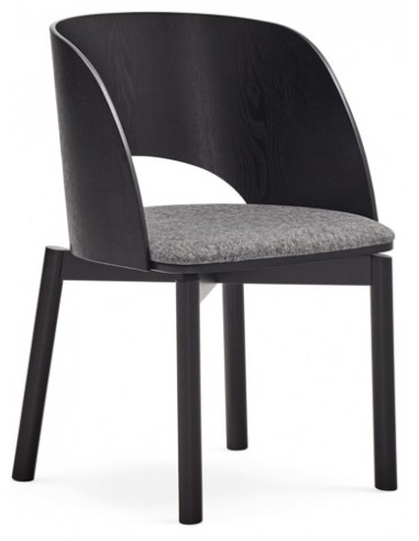 2 x Dam spisebordsstole i askfinér og polyester H78 cm - Sort/Grå