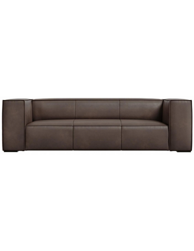 Agawa 3-personers sofa i læder B227 cm - Sort/Mørk olivengrøn