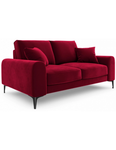 Larnite 2-personers sofa i velour B172 cm - Sort/Rød