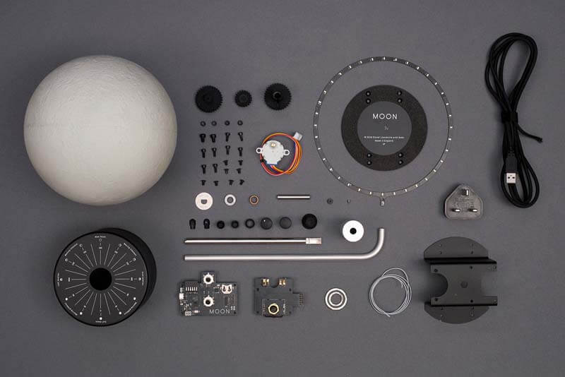 Delene til måneglobussen i 3D print