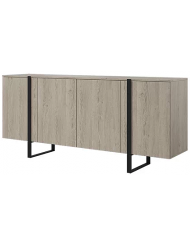 Verica Sideboard i møbelplade og metal B200 cm - Sort/Lys eg