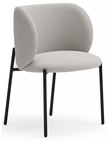 2 x Mogi spisebordsstole i metal og genanvendt polyester H80 cm - Sort/Lysegrå