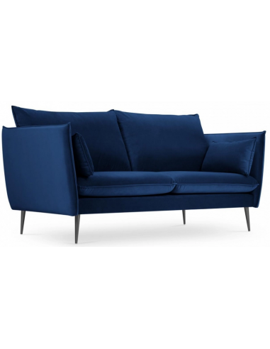 Agate 2-personers sofa i velour B158 cm - Sort/Blå
