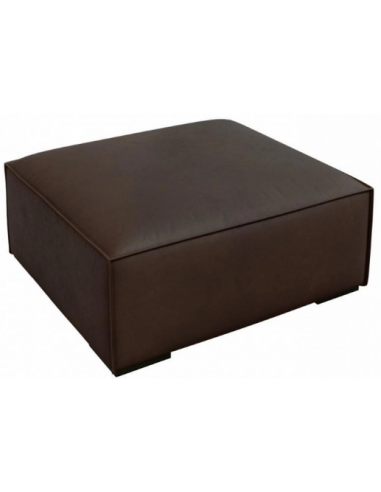 Agawa puf til sofa i læder 100 x 100 cm - Mørkebrun