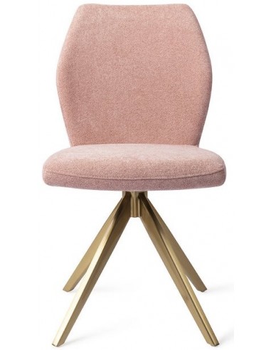 2 x Ikata rotérbare spisebordsstole H87 cm polyester - Guld/Rosa