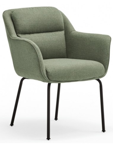 2 x Sadira spisebordsstole i metal og polyester H83 cm - Sort/Grågrøn