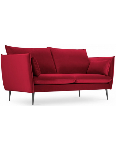 Agate 2-personers sofa i velour B158 cm - Sort/Rød