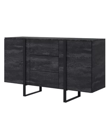 Verica Sideboard i møbelplade og metal B150 cm - Sort/Slidt kulgrå