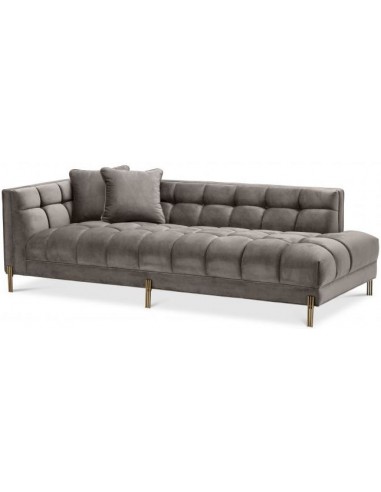 Sienna venstrevendt daybed i velour 223 x 95 cm - Børstet messing/Grå