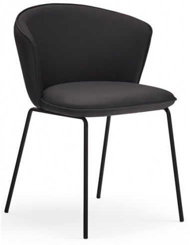 2 x Add spisebordsstole i metal og PU-læder H77 cm - Sort/Sort