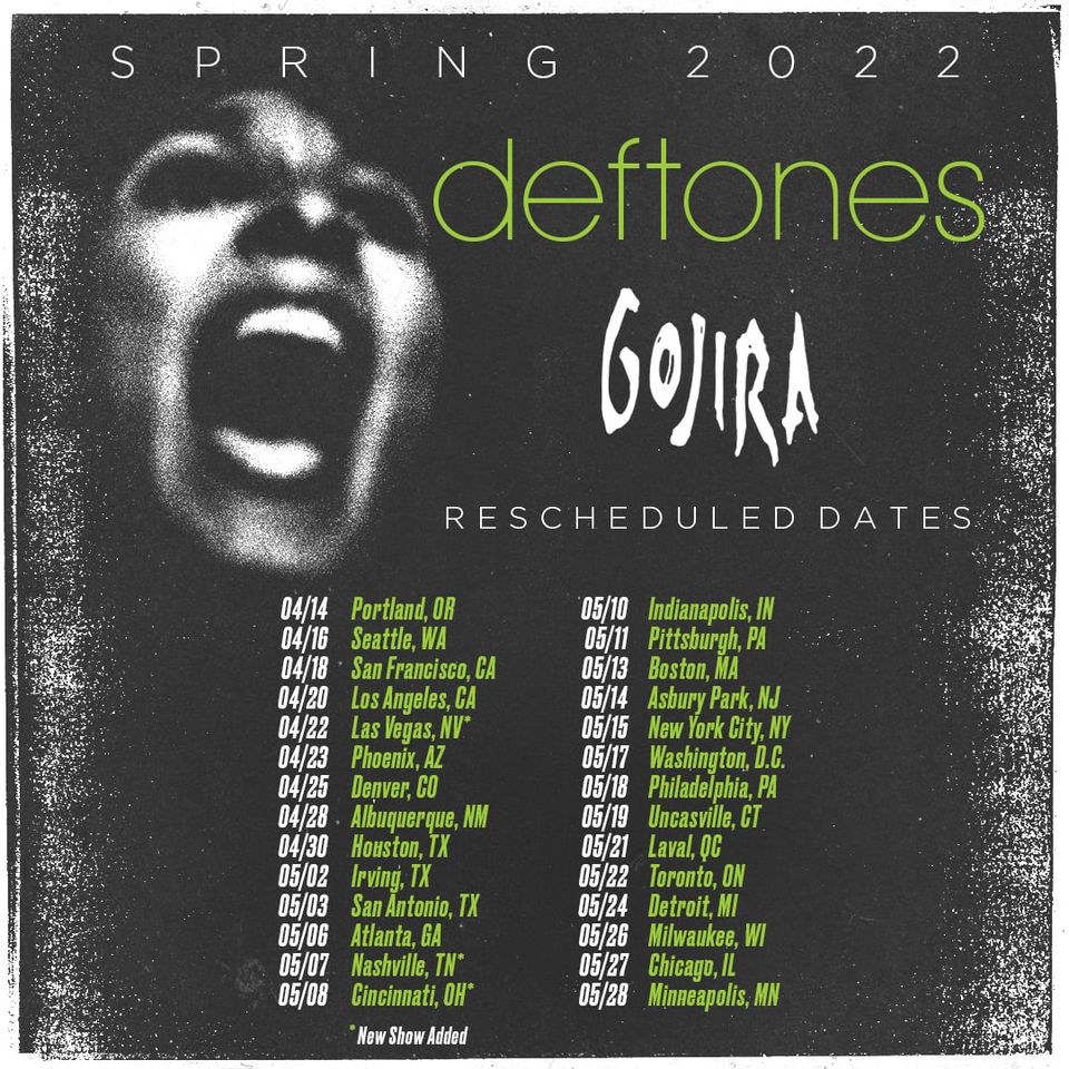 Deftones reprograma su gira por América del Norte para el 2022 El