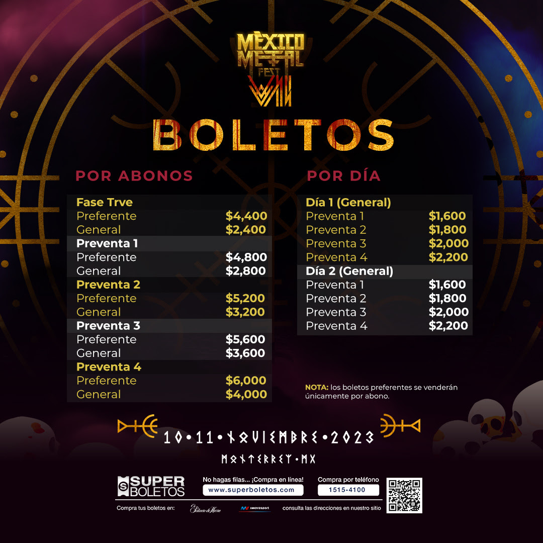 El México Metal Fest ya se prepara rumbo a su séptima edición en 2023, ya hay bandas confirmadas México Metal Fest VII - Boletos