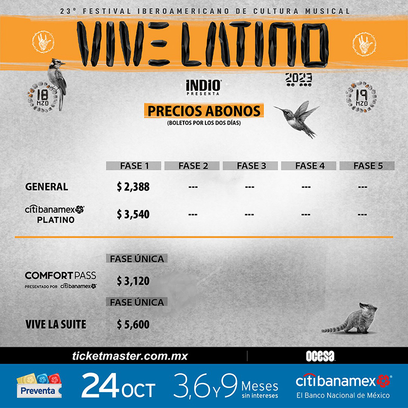 ¿Están listos para la edición 23 del Festival Vive Latino? Conoce precios y fases de los abonos 80a96abb costo abonos vl23