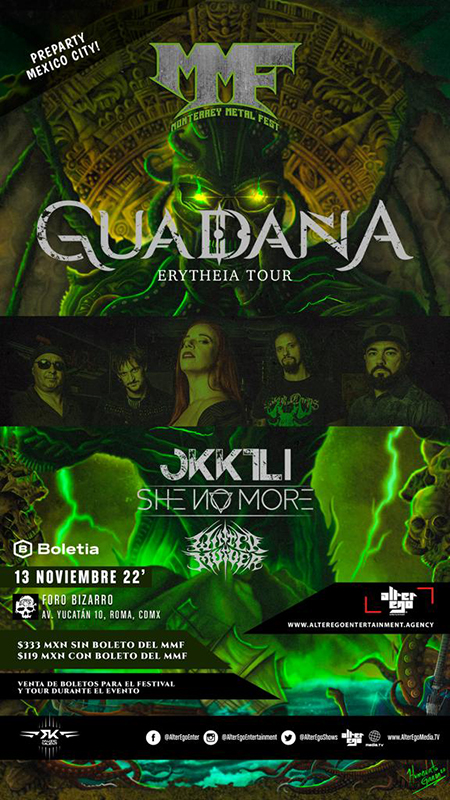 Guadaña en la CDMX este 13 de noviembre rumbo al Monterrey Metal Fest Guadaña en la CDMX