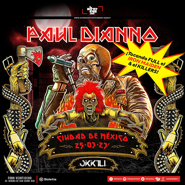 Paul Di’Anno regresa a México el 25 de marzo para interpretar los discos "Iron Maiden" y "Killers” Paul Dianno en la Ciudad de México