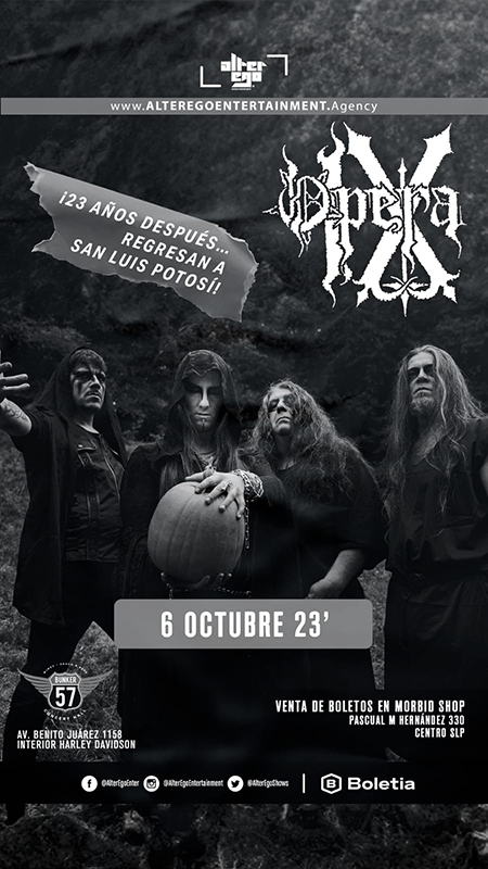 Opera IX, la banda italiana de Black Metal llega este 6 de octubre a México OperaIX en San Luis Potosí