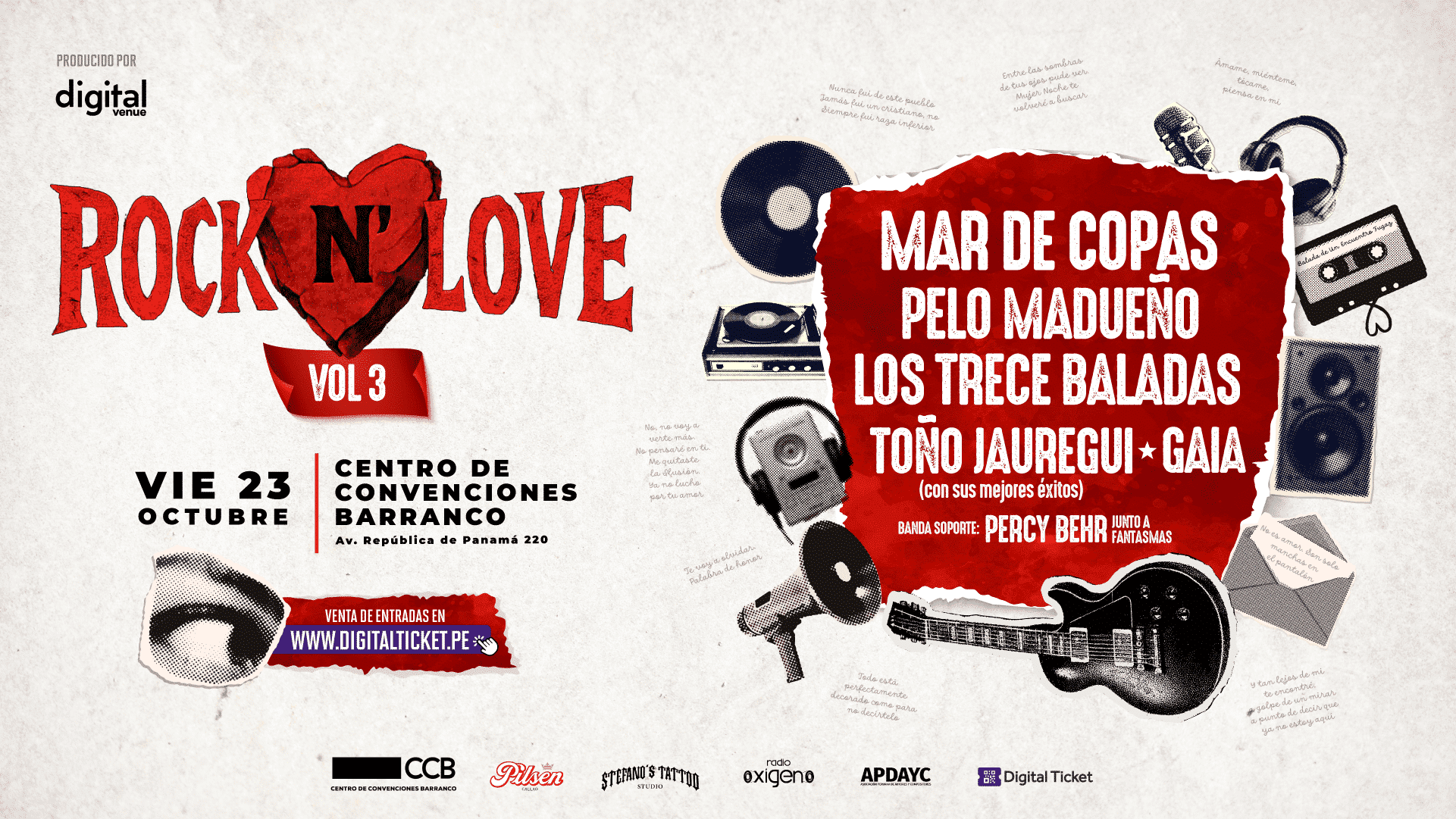 Rock N’ Love 2026: cinco grandes nombres del rock peruano compartirán escenario en Barranco