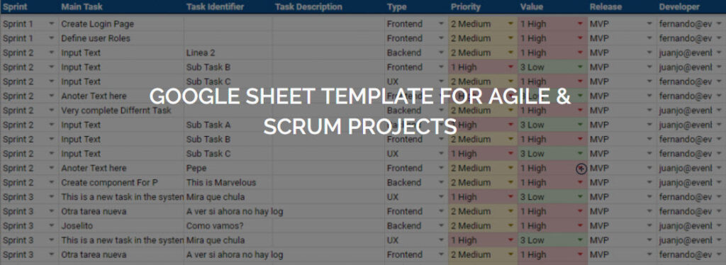 Google Sheet Template for scrum projects automations - Evenbytes
