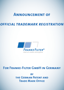 Announcement of trademark registration FRANKE-Filter GmbH