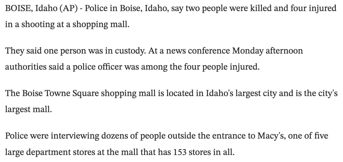 Police conference outside of Macy's after supposed Boise, Idaho Mall