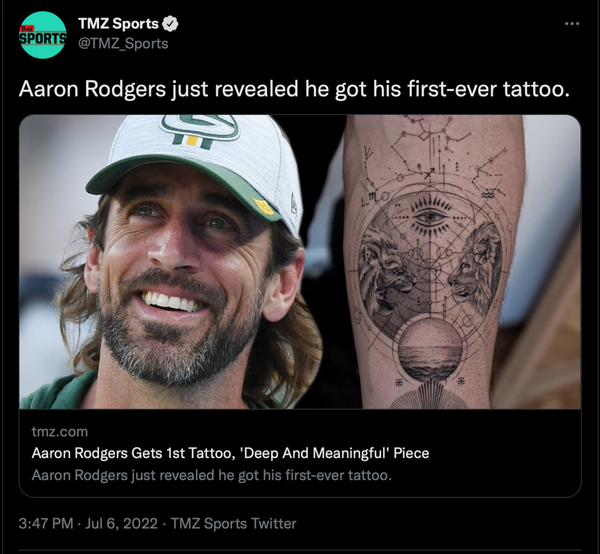 Aaron Rodgers somewhat explains astrology tattoo