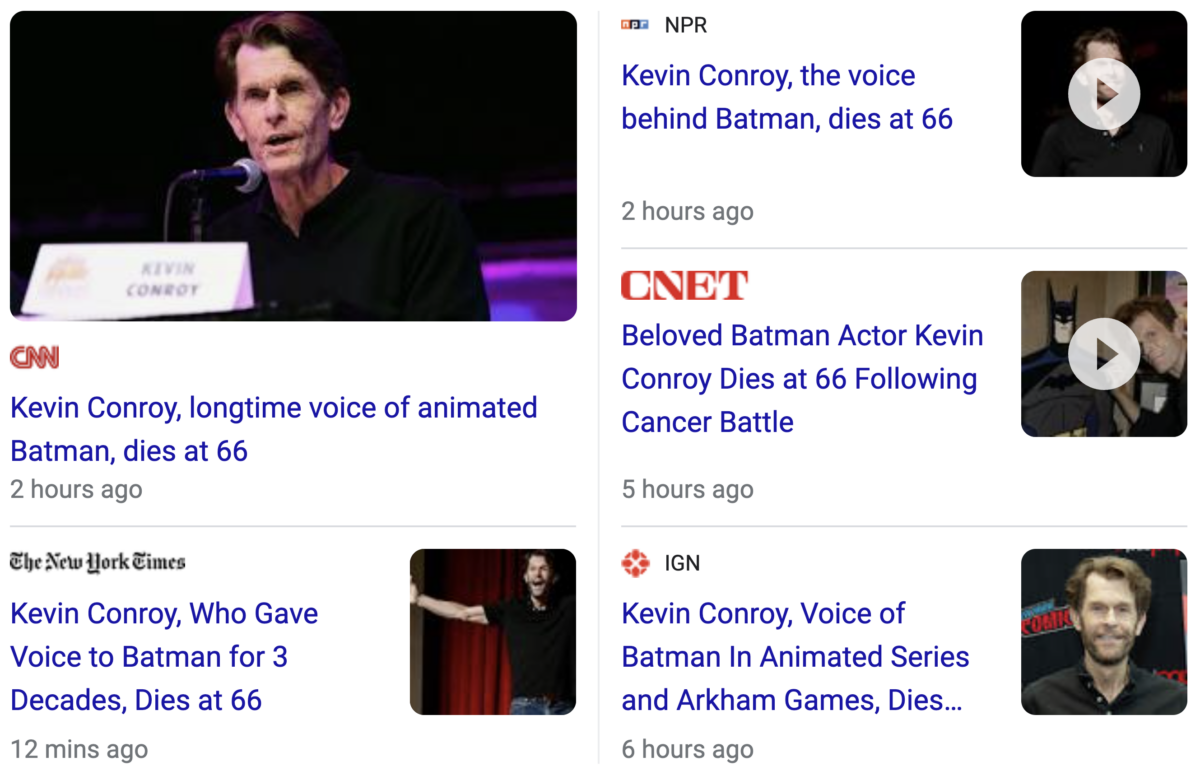 Kevin Conroy, the voice behind Batman, dies at 66 : NPR