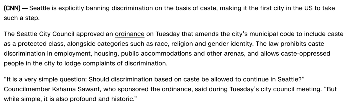 Seattle Becomes First City In Us To Ban Caste Discrimination February