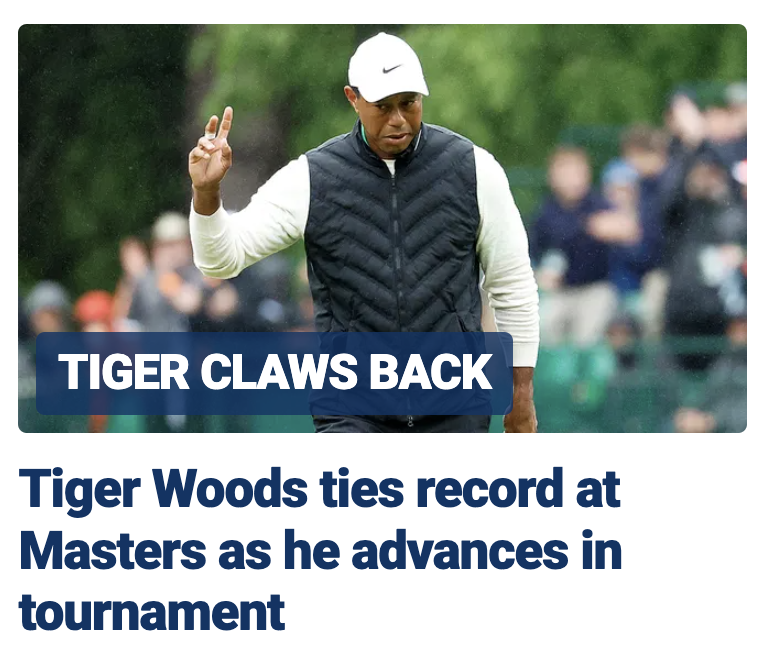 Tiger Woods ties record for 23rd Masters cut made, April 8, 2023