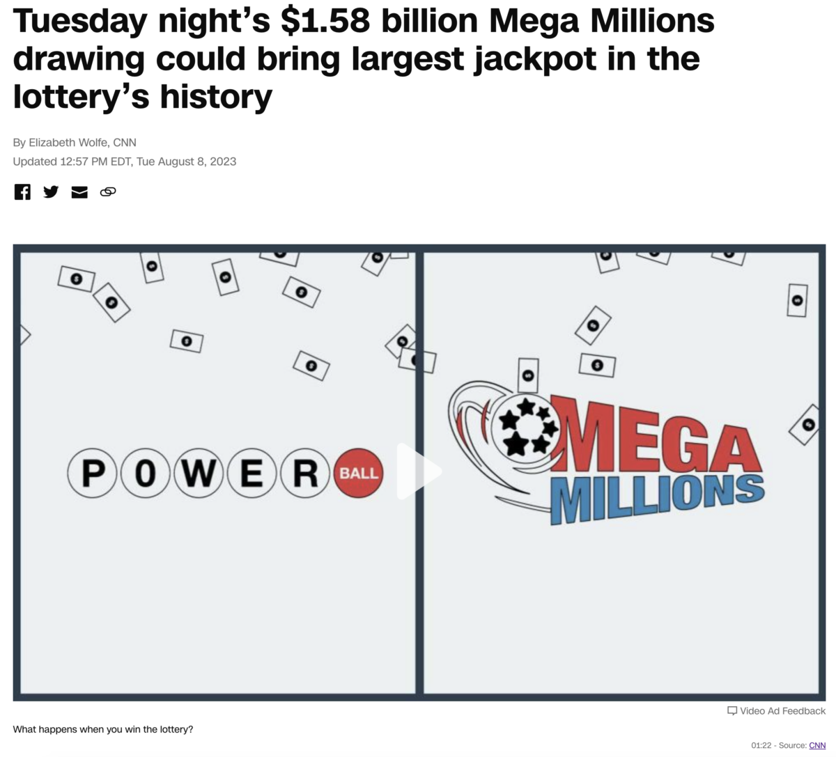 Mega Millions 1.58 billion drawing of August 8, 2023 is third largest