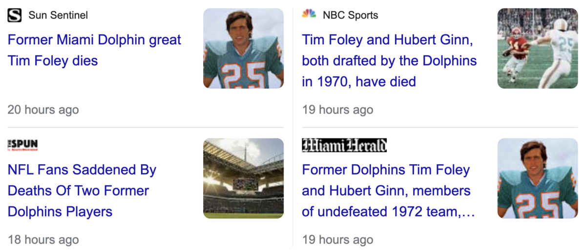 Tim Foley and Hubert Ginn, both drafted by the Dolphins in 1970, have died  - NBC Sports