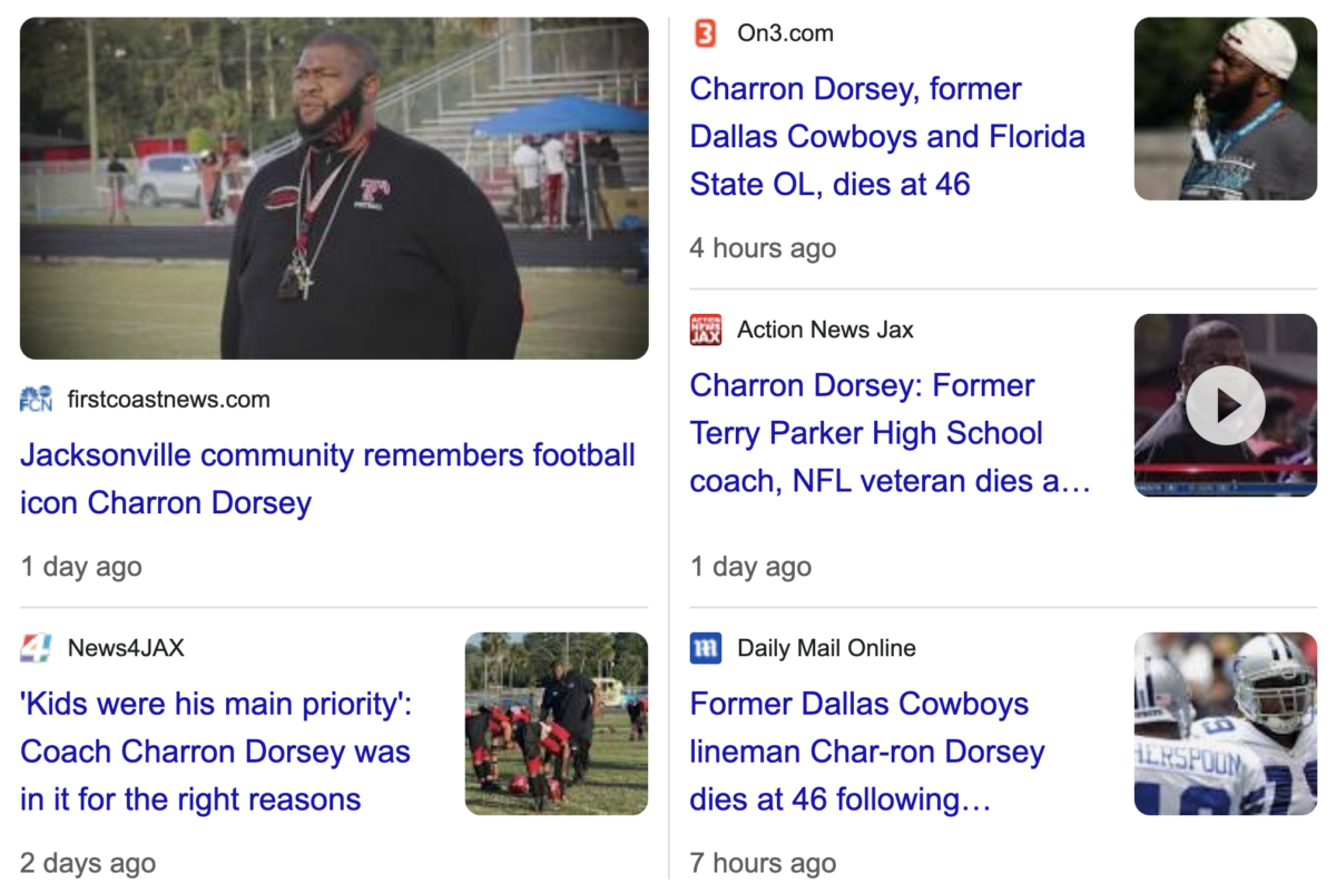 Charron Dorsey, former Dallas Cowboys football player, dead at 46