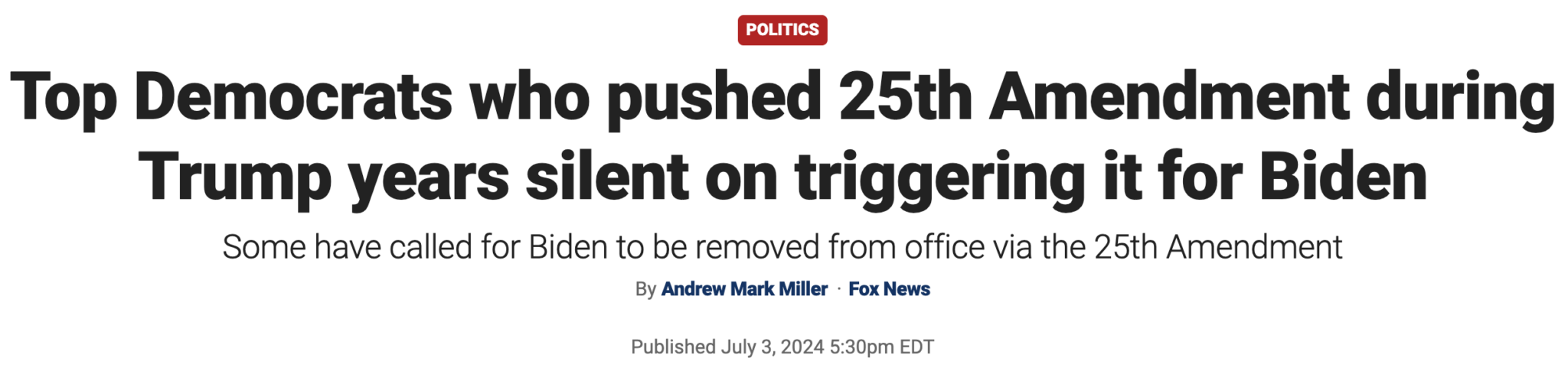 Fox news brings up the removal of Joe Biden with the 25th Amendment ...