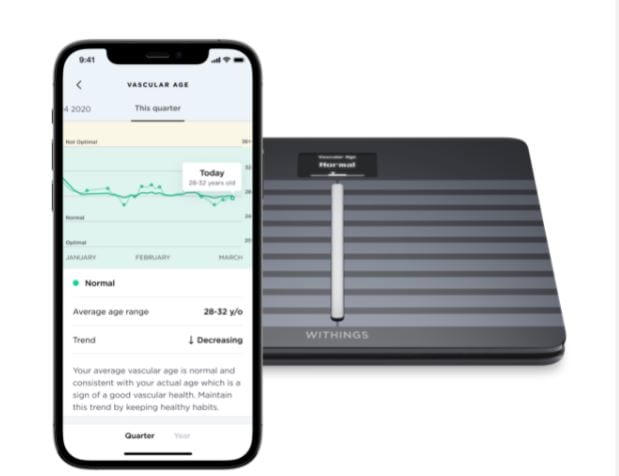 Withings updates Body Cardio smart scale to predict users' vascular age