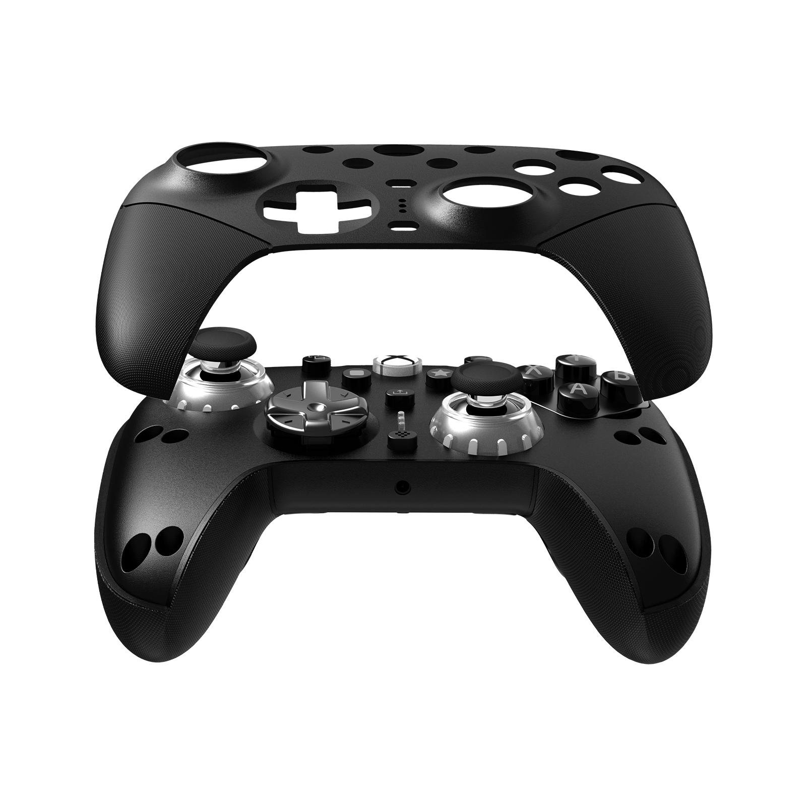 8BitDo Ultimate 3E Controller for Xbox with its faceplate lifted off to show the modular parts